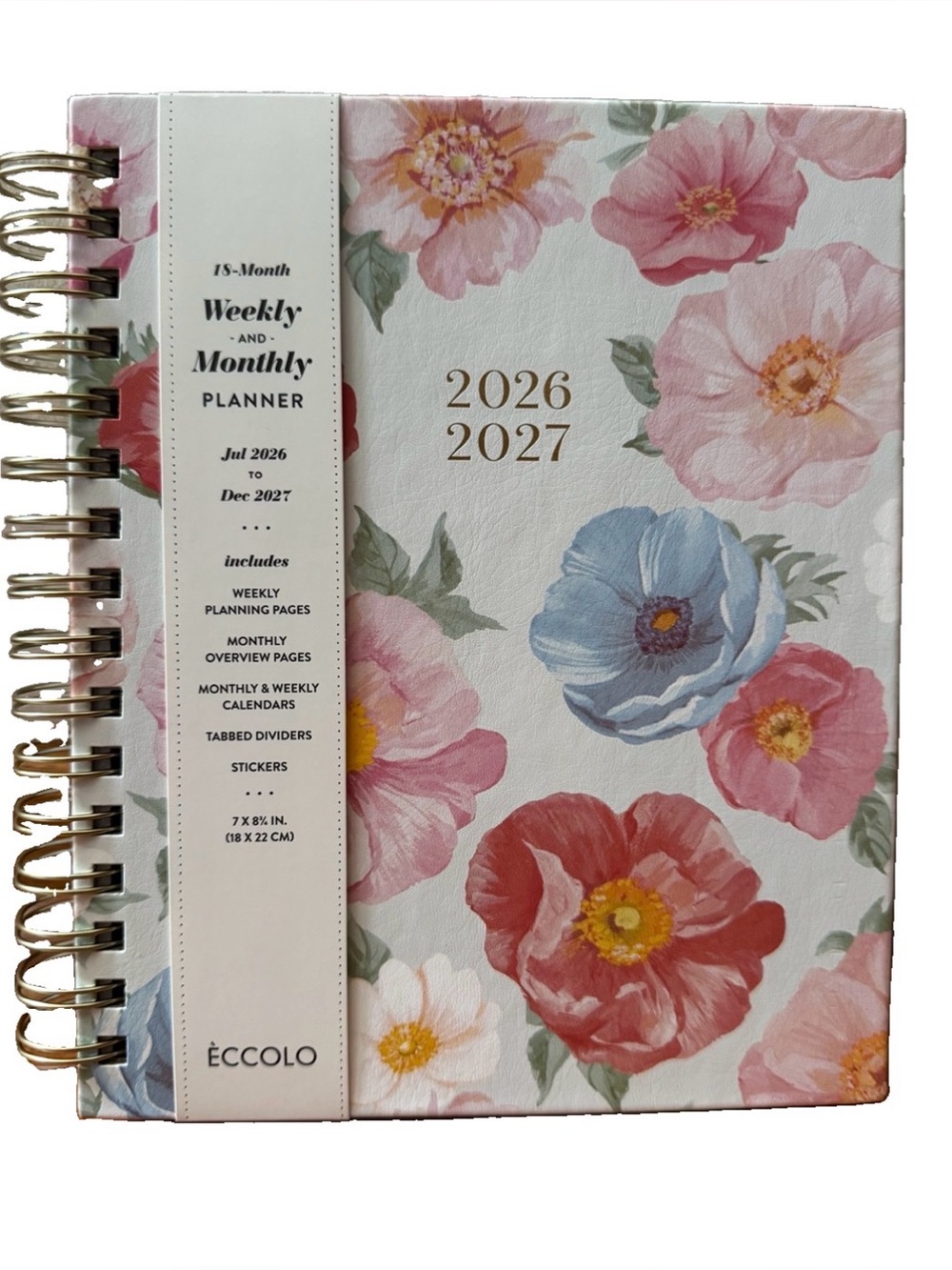 Eccolo Planner 2026- 2027 18-Month Weekly & Monthly Planner Hard Cover 8x7.5”
